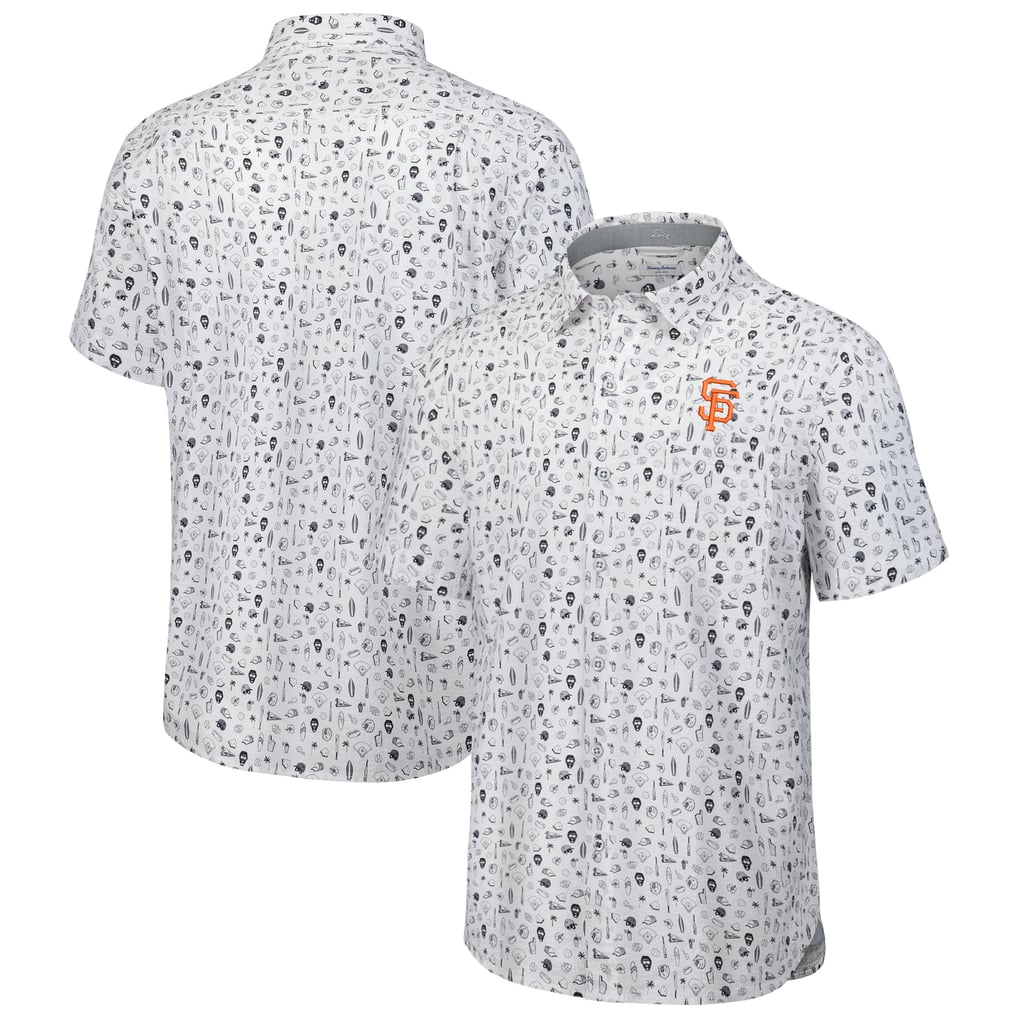  San Francisco Giants Tommy Bahama Nova Wave Riptide Rally Camp Button-Up Short Sleeve Shirt - Gray